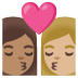 👩🏽‍❤️‍💋‍👩🏼 kiss: woman, woman, medium skin tone, medium-light skin tone display on Google